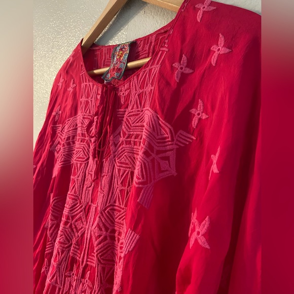 Johnny Was Embroidered Magenta Pink Tunic Shirt Size Medium - Picture 2 of 10